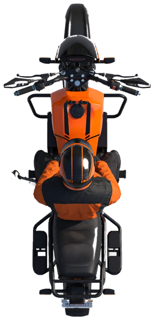 Top view of a boda rider and motorcycle